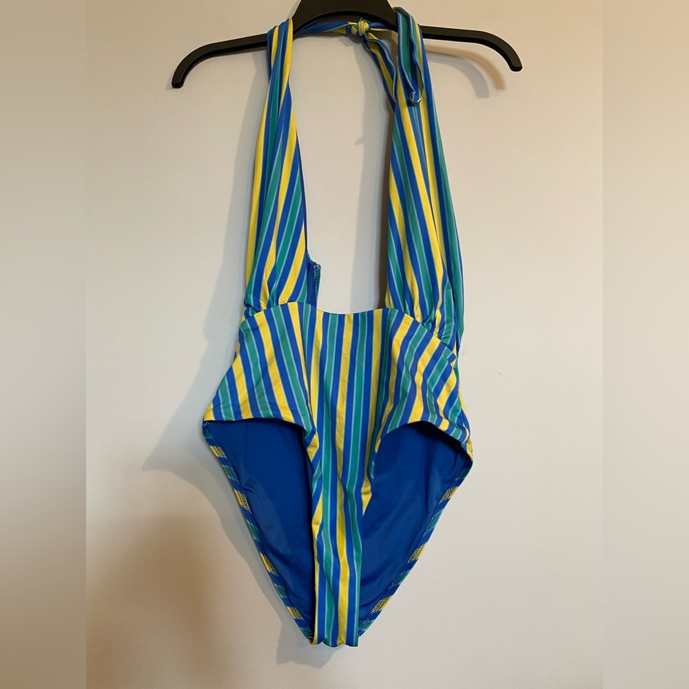 Mango x Simon Miller Multi-Colored Striped Wrap One Piece Swimsuit Size M - Picture 5 of 13